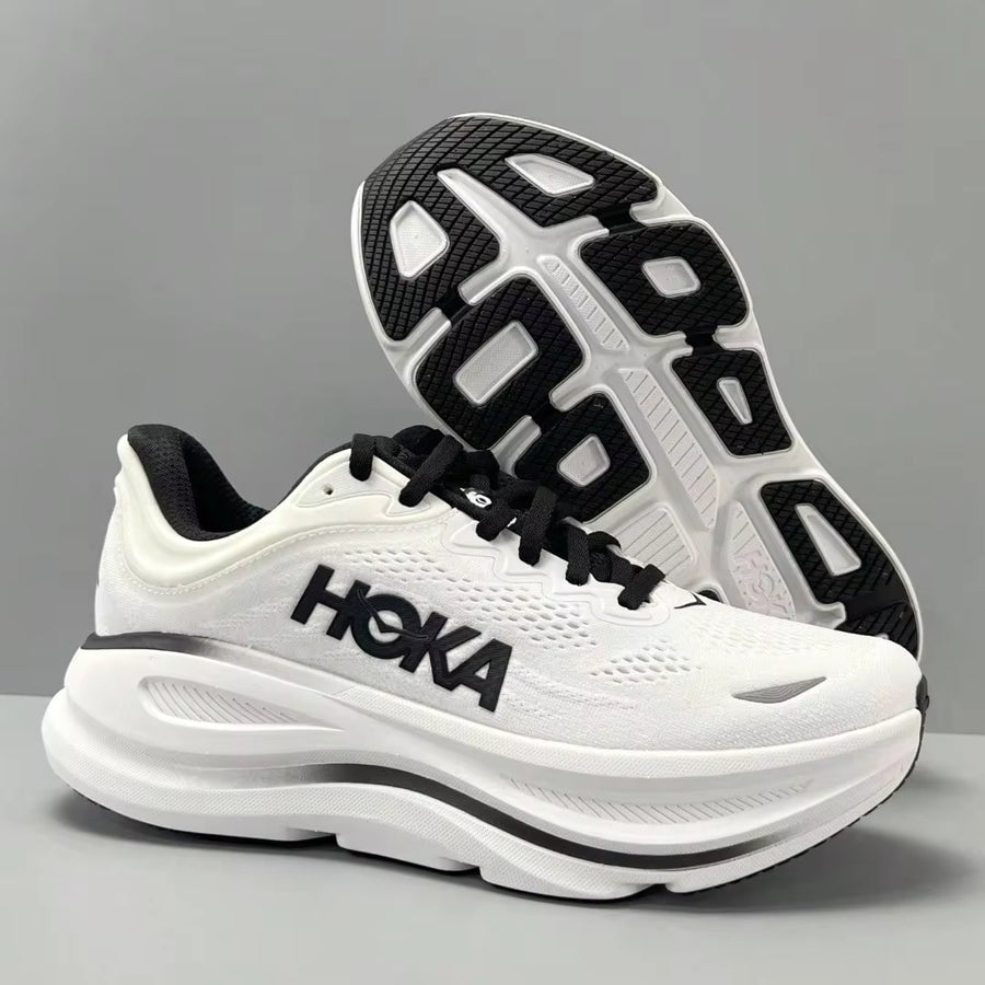 Hoka One One Bondi 9 Road Running Shoes, Breathable, Lightweight, Cushioned, Anti-Slip, Suitable For All Seasons, White, All Day Comfort